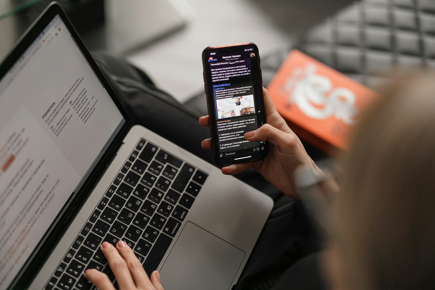 Shopping online on a laptop and phone