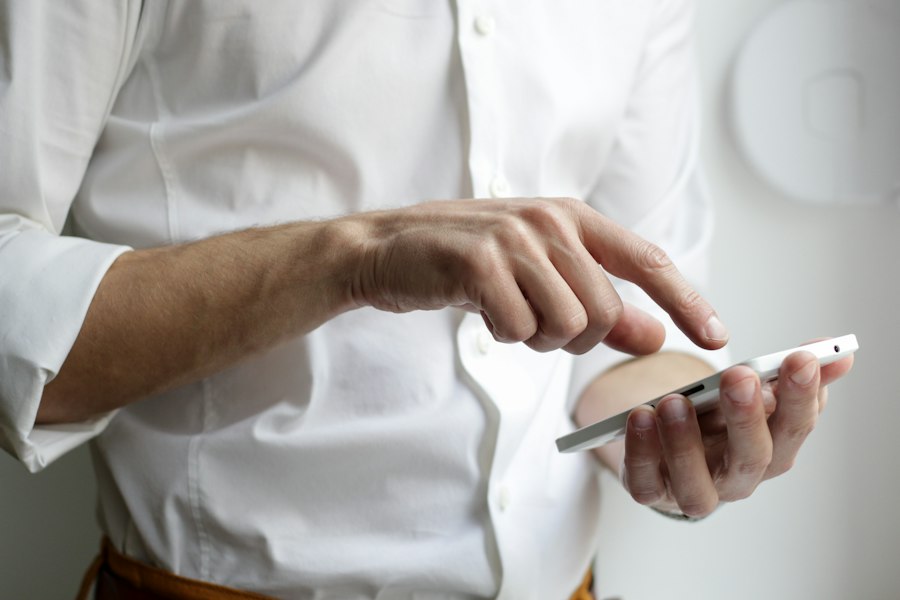 A person on a phone outdoors